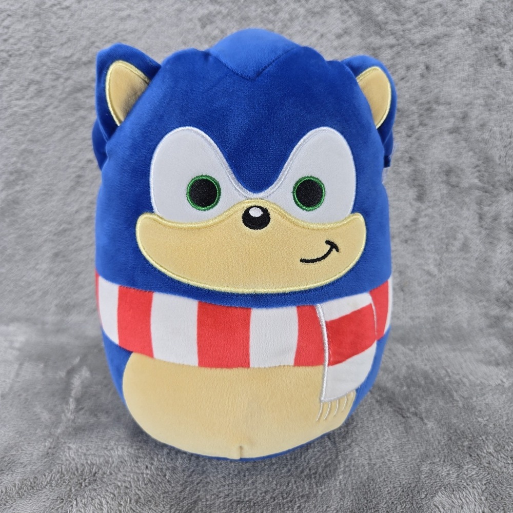 Squishmallows 9" Inch Sega Sonic the Hedgehog W/ Red & White Christmas Scarf